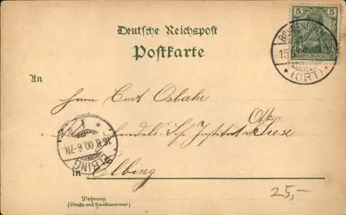 Litho Brügge in Schleswig Holstein, Hauptstraße, Marxens Geschäftshaus, Gasthof zur Doppeleiche