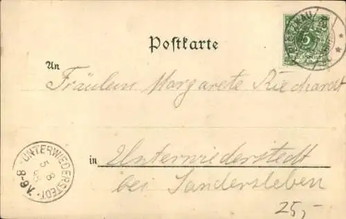 Litho Plötzkau in Sachsen Anhalt, Schloss, Gasthaus zur Laube