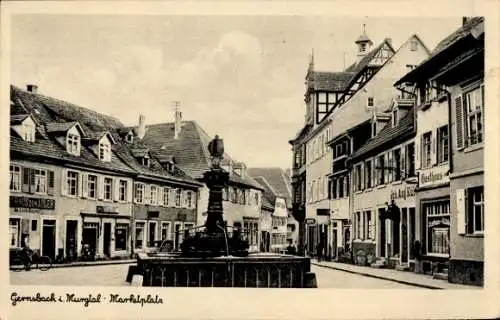 Ak Gernsbach im Murgtal Schwarzwald, Marktplatz, Brunnen, Gasthof