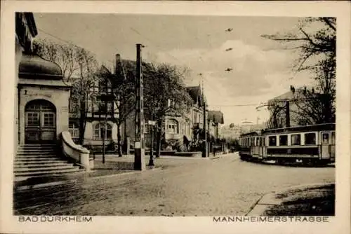 Ak Bad Dürkheim am Pfälzerwald, Mannheimer Straße, Straßenbahn