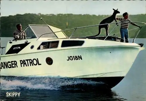 Ak Skippy, das Buschkänguruh, Fernsehserie, Motorboot