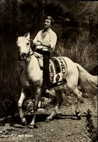 Ak Schauspieler Rolf Römer, Filmszene Tecumseh, zu Pferd