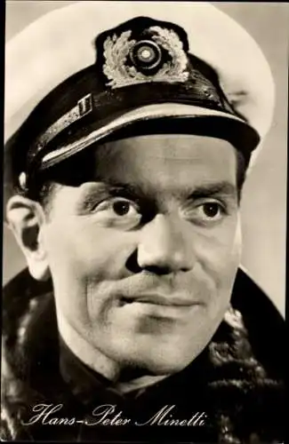 Ak Schauspieler Hans Peter Minetti, Portrait, Kapitänsmütze, DEFA Film, Im Sonderauftrag