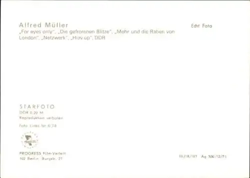 Ak Schauspieler Alfred Müller, Portrait
