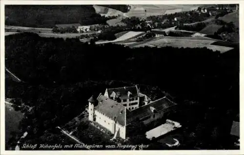 Ak Hohenfels bei Stockach Hohenzollern, Schloss Hohenfels, Mahlspüren, Fliegeraufnahme