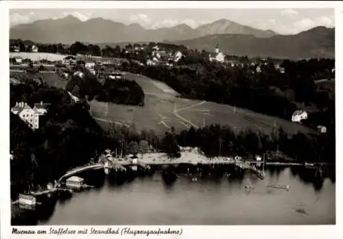 Ak Murnau am Staffelsee, Fliegeraufnahme, Strandbad