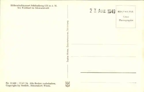 Ak Schömberg im Schwarzwald Württemberg, Fliegeraufnahme