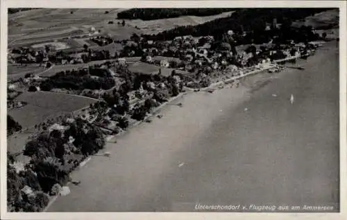 Ak Unterschondorf Schondorf am Ammersee Oberbayern, Fliegeraufnahme