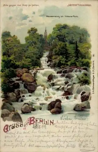 Halt gegen das Licht Litho Berlin Kreuzberg, Wassersturz, Viktoria-Park