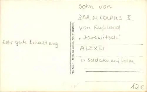 Ak Zarewitsch Alexei Nikolajewitsch Romanow, Portrait in Uniform, Gewehre, Cousins