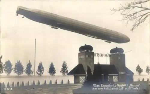 Ak Potsdam, Zeppelin Luftschiff Hansa, Luftschiffhafen, LZ 13