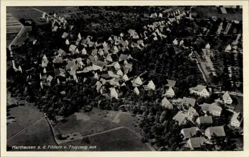 Ak Harthausen auf den Fildern Filderstadt in Württemberg, Fliegeraufnahme