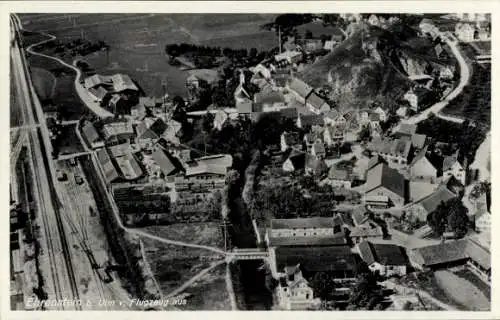 Ak Ehrenstein Blaustein in Württemberg, Fliegeraufnahme, Bahnhof