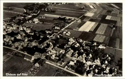 Ak Oldsum Insel Föhr Nordfriesland, Fliegeraufnahme