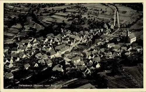 Ak Tiefenbach Östringen in Baden, Fliegeraufnahme