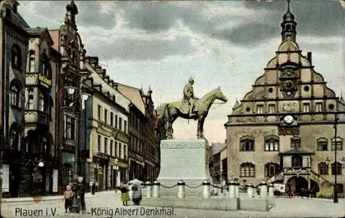 Ak Plauen im Vogtland, König Albert Denkmal