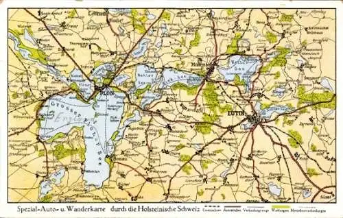Landkarten Ak Eutin in Ostholstein, Spezial-Auto- und Wanderkarte, Holsteinische Schweiz