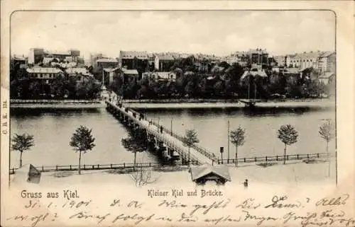 Ak Kiel in Schleswig Holstein, Kleiner Kiel und Brücke