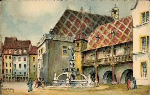 Ak Colmar Kolmar Elsass Haut Rhin, Place Schwendi, l'ancienne Douane