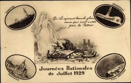 Ak Journees Nationales de Juillet 1929, Lorette, Dormans, Vieil Armand, Douaumont