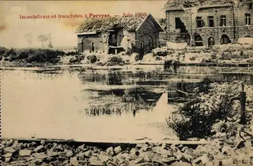 Ak Pervijze Pervyse Diksmuide Dixmude Westflandern, Inondations et tranchees, Juni 1916