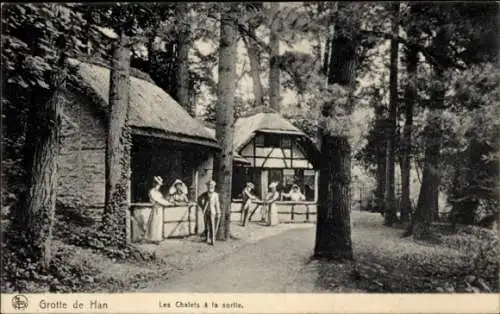 Ak Grotte de Han Han sur Lesse Wallonien Namur, Les Chalets a la sortie