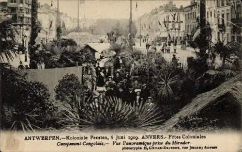 Ak Anvers Antwerpen Flandern, Koloniale Feesten 6. Juni 1909, Campement Congolais