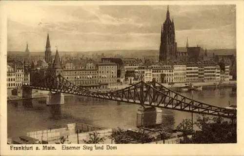 Ak Frankfurt am Main, Teilansicht, Eiserner Steg, Dom