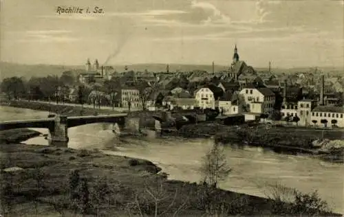 Ak Rochlitz an der Mulde Sachsen, Totalansicht, Brücke