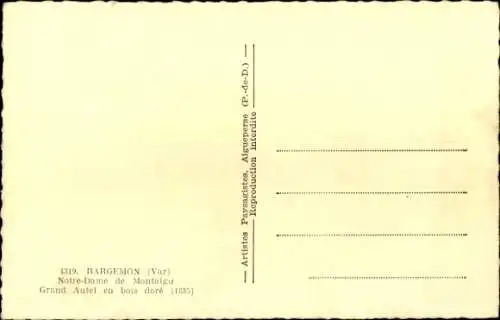 Ak Bargemon, Notre-Dame de Montaigu, Grand Autel en bois dore, 1635