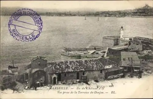 Ak Marseille Bouches du Rhône, Ile du Chateau d'If, Vue prise de la Terrasse du Donjon