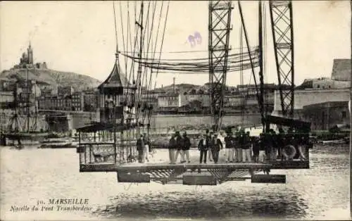 Ak Marseille Bouches du Rhône, Nacelle du Pont Transbordeur