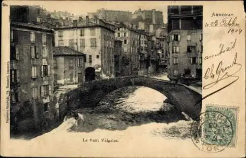 Ak Annonay Ardeche, Pont Valgelas, Wohnhäuser