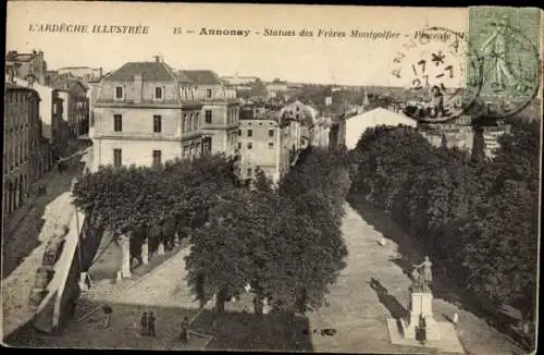 Ak Annonay Ardeche, Statuen der Montgolfier-Brüder