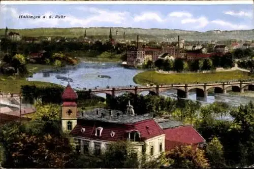 Ak Hattingen an der Ruhr, Panorama, Brücke