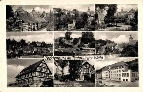 Ak Tecklenburg am Teutoburger Wald, Genesungsheim, Jugendherberge, Kirche, Freilichtbühne