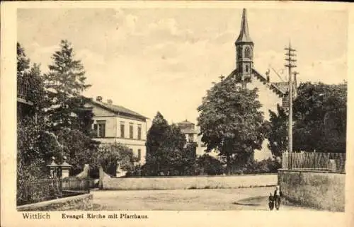 Ak Wittlich in der Eifel, evangelische Kirche, Pfarrhaus