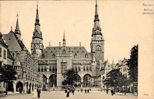 Ak Aachen in Nordrhein Westfalen, Rathaus, Rückfront