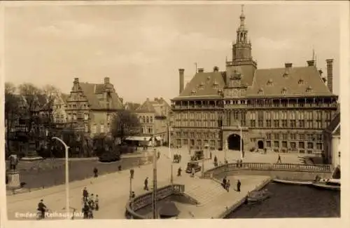 Ak Emden in Ostfriesland, Rathausplatz