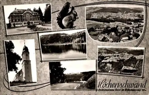Ak Höchenschwand im Schwarzwald, Totalansicht, Kurhaus Alpenblick, Kirche, Eichhörnchen