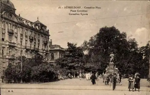 Ak Düsseldorf, Cornelius Platz mit Denkmal