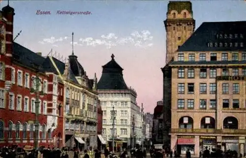 Ak Essen im Ruhrgebiet, Kettwiger Straße, Straßenbahn, Geschäfte