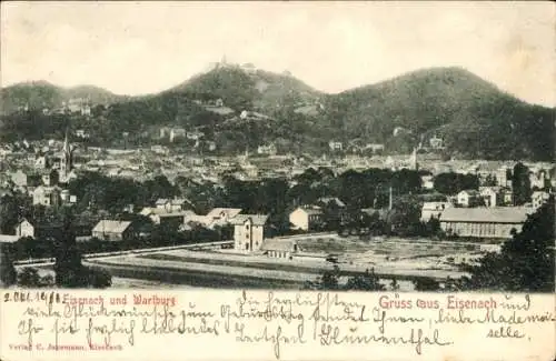 Ak Lutherstadt Eisenach in Thüringen, Wartburg, Totalansicht