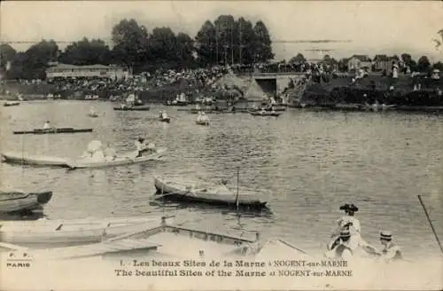 Ak Nogent sur Marne Val de Marne, Marne, Ruderboote