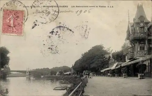 Ak Nogent sur Marne Val de Marne, Les Restaurants avant le Viaduc