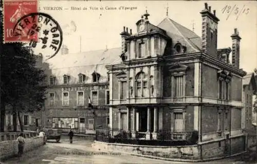 Ak Vierzon Cher, Hotel de Ville et Caisse d'Epargne