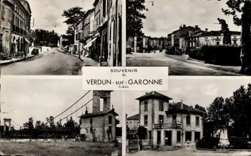 Ak Verdun sur Garonne Tarn et Garonne, Teilansichten, Brücke, Straße