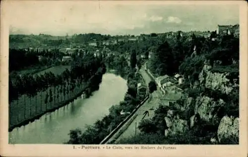 Ak Poitiers Vienne, Clain, in Richtung Rochers du Porteau