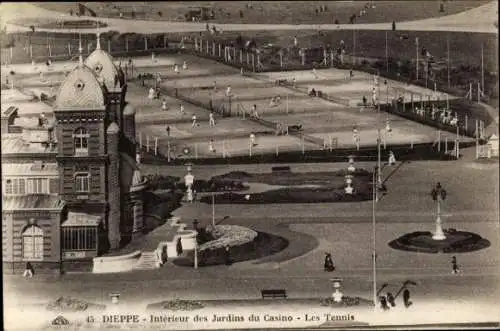 Ak Dieppe Seine-Maritime, Innenraum der Casino-Gärten, Tennis