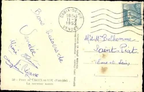 Ak Croix de Vie Vendée, Hafen, Neues Bassin